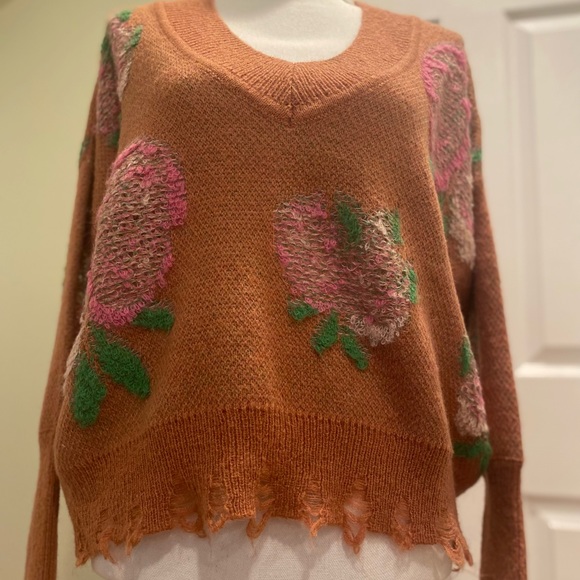 New By Anthropologie Drop Shoulder V-Neck Sweater Size XS - Picture 8 of 12